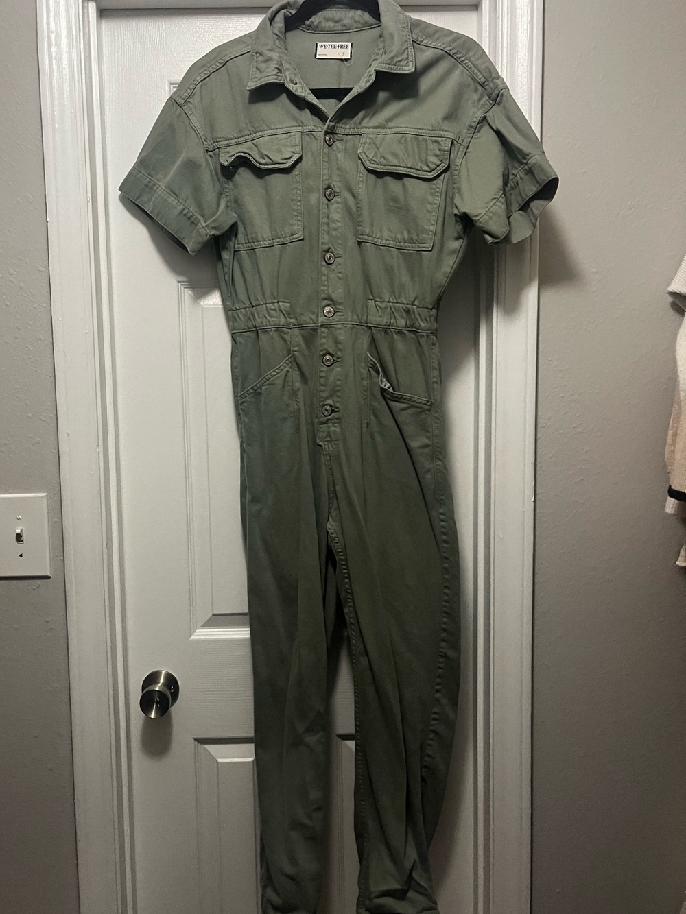 Free People Marci Coverall- Utility Jumpsuit in Olive Green
